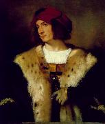 TIZIANO Vecellio Portrait of a Man in a Red Cap er oil